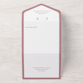 Dusty Roos & White Monogram Minimale QR-code All In One Uitnodiging (Buitenkant)