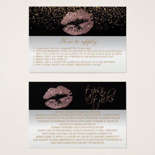 Dusty Rose Application Instructions Visitekaartjes (Voorkant /achterkant)