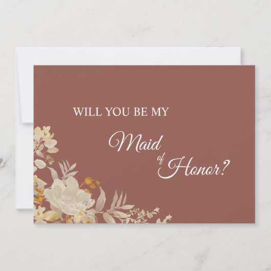 Dusty Rose Automne Boho Maid of Honor Carte de pro (Devant)