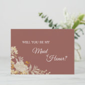 Dusty Rose Automne Boho Maid of Honor Carte de pro (Debout devant)