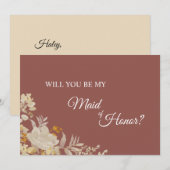 Dusty Rose Automne Boho Maid of Honor Carte de pro (Devant / Derrière)