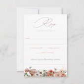 Dusty Rose Automne Floral Wedding Carte RSVP (Devant)