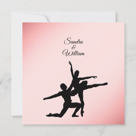 Dusty Rose Ballet Dancers Faire-part de mariage (Dos)