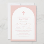 Dusty Rose Bautizo Invitación Baptism Invitation (Devant)