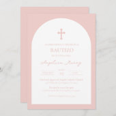 Dusty Rose Bautizo Invitación Baptism Invitation (Devant / Derrière)