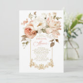 Dusty Rose Beige Earthy Botanical Bridal Shower Kaart (Staand voorkant)