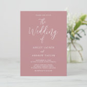 Dusty Rose Blush Simple Élégant Mariage Invitation (Debout devant)