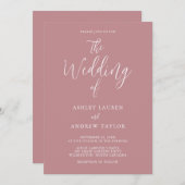 Dusty Rose Blush Simple Élégant Mariage Invitation (Devant / Derrière)