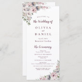 Dusty rose boho fleuri programme de mariage rustiq (Devant / Derrière)