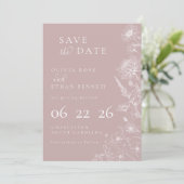 Dusty Rose Botanical Minimal Wedding Save the Date (Staand voorkant)