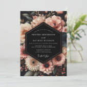 Dusty Rose Botanical Romance Wedding Kaart (Staand voorkant)