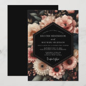 Dusty Rose Botanical Romance Wedding Kaart (Voorkant / Achterkant)