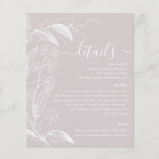 Dusty Rose Botanique Détails Carte de boîtier (Devant)