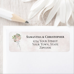 Dusty Rose Bouquet Wedding Return Address Etiket