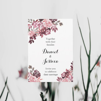 Dusty Rose Bourgogne Faire-part de mariage