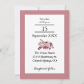 Dusty Rose Bourgogne Faire-part de mariage (Dos)