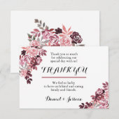 Dusty Rose Bourgogne Floral Mariage Carte de remer (Devant / Derrière)