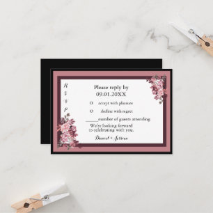 Dusty Rose Burgandy Mariage RSVP Invitation