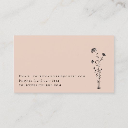 Dusty Rose Carte de visite botanique personnalisé (Dos)