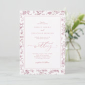 Dusty Rose Chinoiserie Wedding Kaart (Staand voorkant)