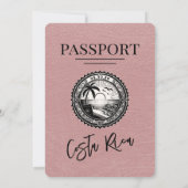 Dusty Rose Costa Rica Passeport Faire-part de mari (Dos)