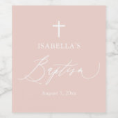 Dusty Rose Croix Blanche fille Baptême Étiquette d (Étiquettes simples)