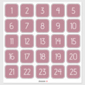 Dusty Rose Customizable Square Number Stickers  (Feuille)