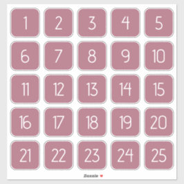 Dusty Rose Customizable Square Number Stickers