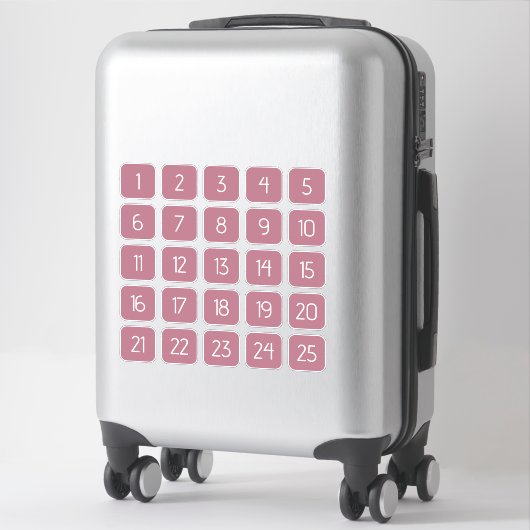 Dusty Rose Customizable Square Number Stickers  (Sur valise)