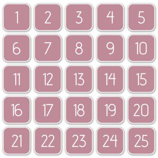 Dusty Rose Customizable Square Number Stickers  (Devant)