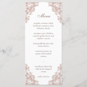 Dusty rose dentelle menu mariage