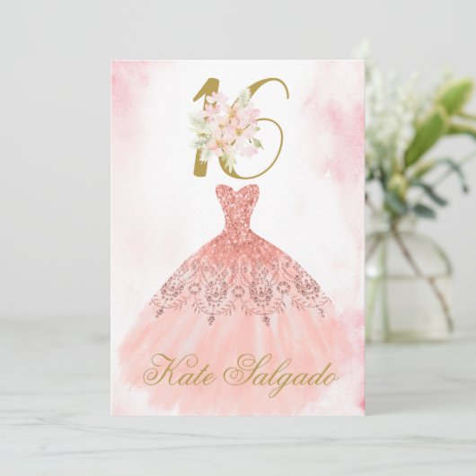 Dusty rose doux 16 invitation (Debout devant)