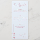 Dusty Rose et bleu Love Letter menu Mariage (Devant)