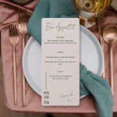 Dusty Rose et bleu Love Letter menu Mariage