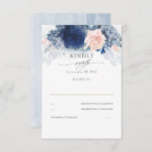 Dusty rose et bleu marine mariage RSVP (Devant / Derrière)