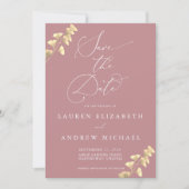 Dusty Rose et or enregistrer la date Invitation (Devant)