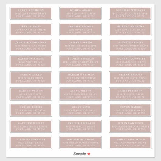 Dusty Rose | Étiquettes de adresse individuels (Feuille)