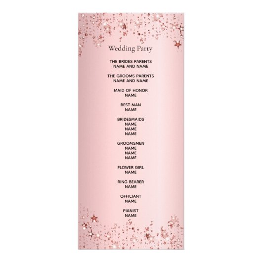 Dusty rose étoiles métalliques programme de mariag (Dos)