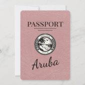 Dusty Rose Faire-part de mariage de passeport Arub (Dos)