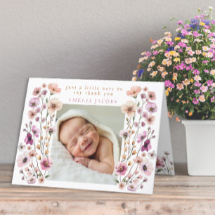 Dusty rose Fleur sauvage Carte de remerciements -
