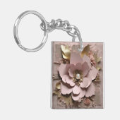 Dusty Rose Floral - Acrylic Keychain (Voorkant Links)