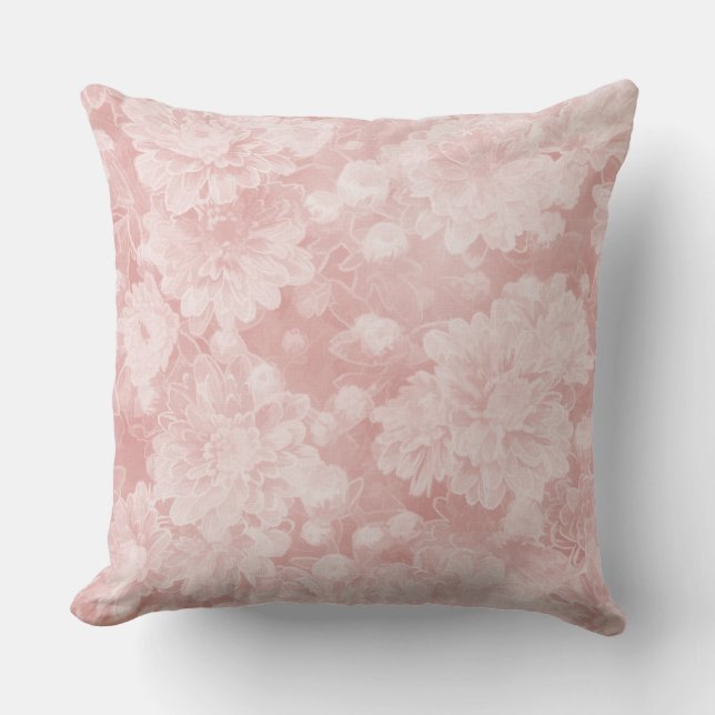 Dusty Rose Floral Aquarelle Designer Coussin (Recto)