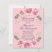 Dusty Rose Floral Bridesmaids Luncheon Invitations (Devant)