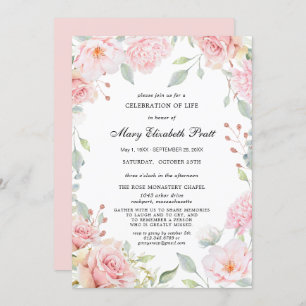 Dusty rose Floral Célébration de la vie Invitation