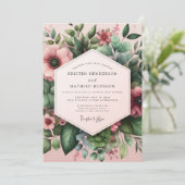 Dusty Rose Floral Dream Wedding Kaart (Staand voorkant)
