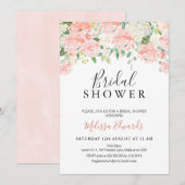 Dusty rose Floral Drop nuptiale Douche Invitation (Devant / Derrière)