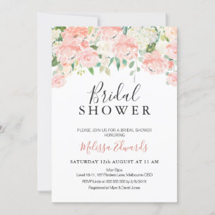 Dusty rose Floral Drop nuptiale Douche Invitation