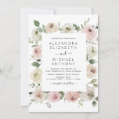 Dusty Rose Floral Eucalyptus Faire-part de mariage (Devant)