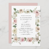 Dusty Rose Floral Eucalyptus Faire-part de mariage (Devant / Derrière)