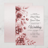 Dusty Rose Floral Faire-part de mariage (Devant / Derrière)
